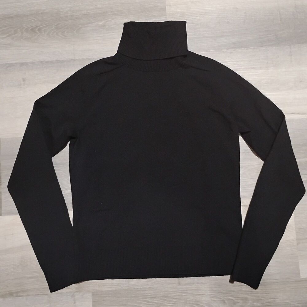 J.Crew Sweater Women's Small Black Turtleneck Merino Wool Blend Knit